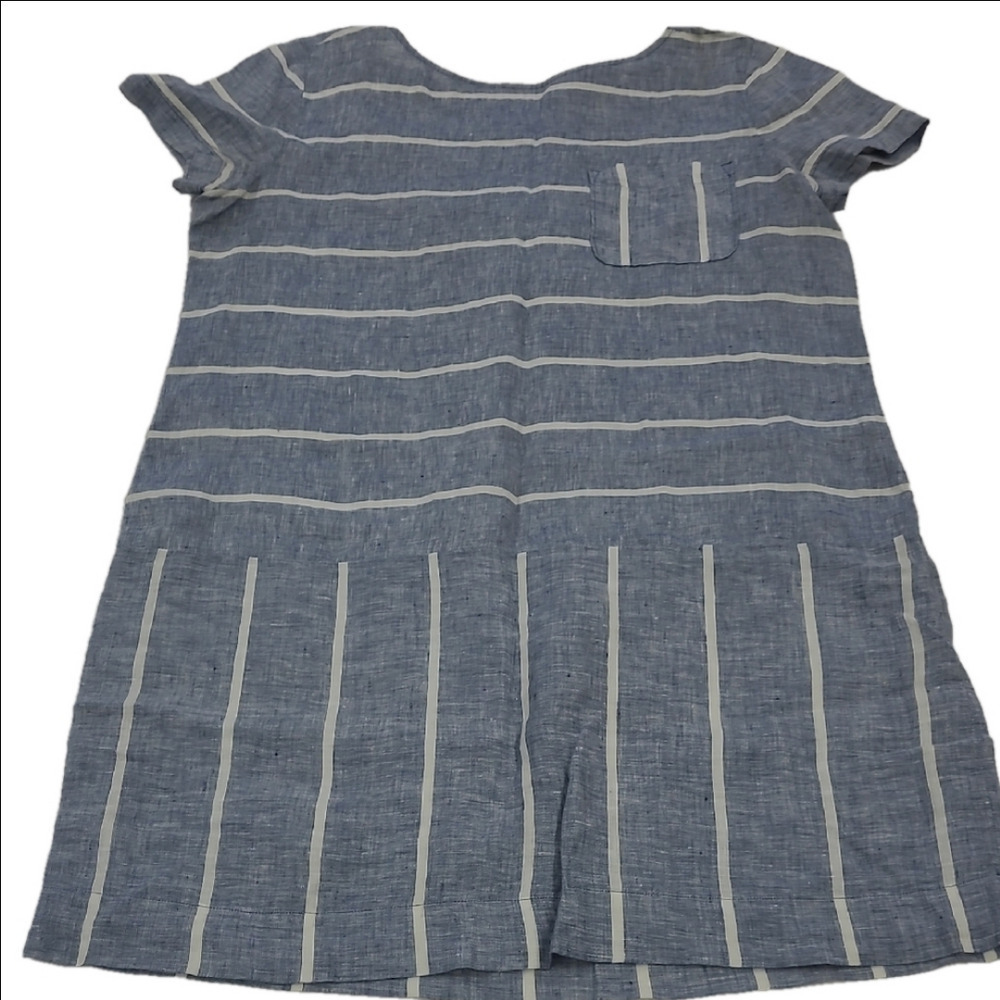 Loft Lou & GreyBlue and White Striped Linen Tunic Dress Size L - Picture 2 of 9